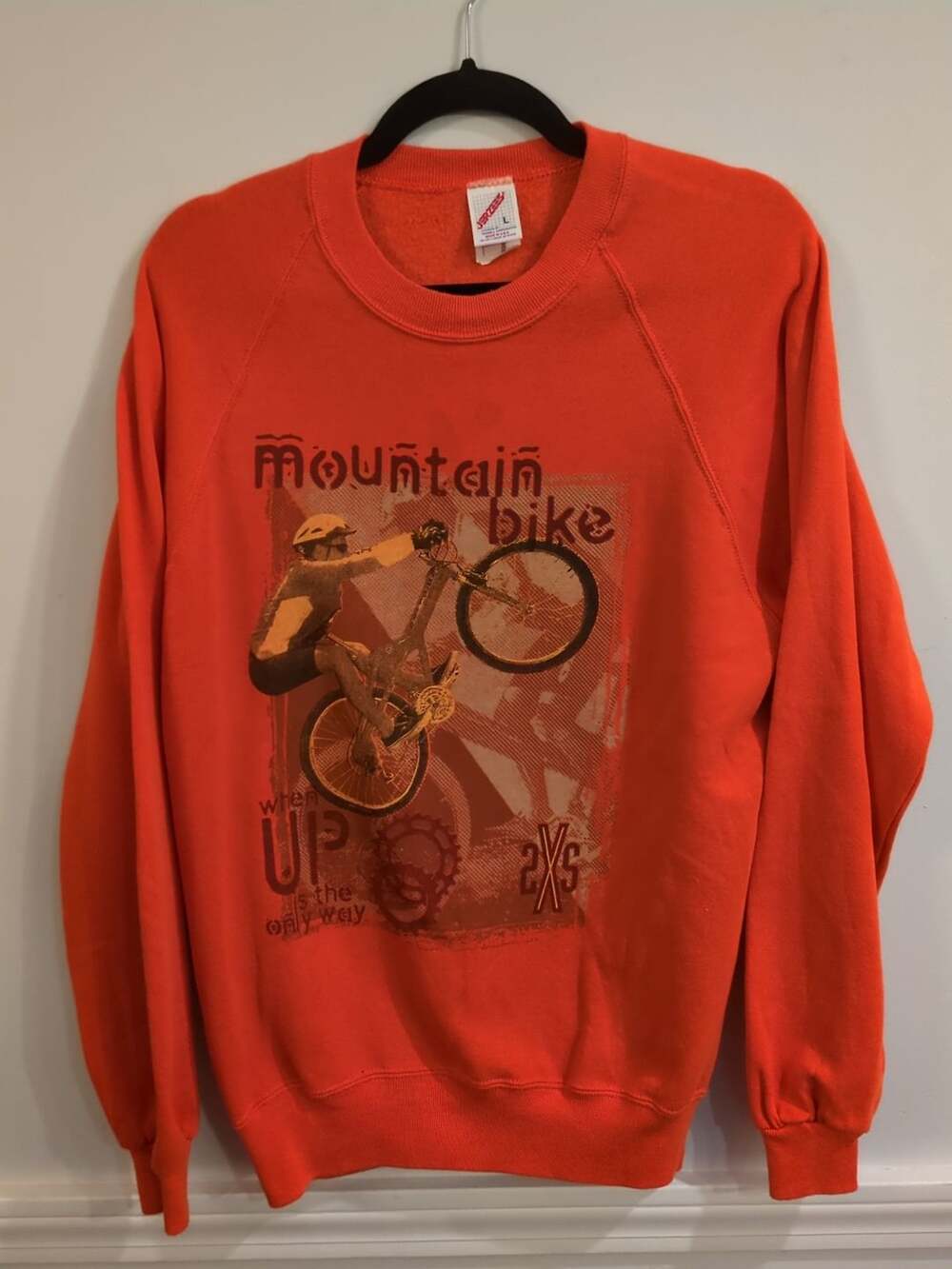 Jerzees Mountain Bike Sweatshirt Size L Vintage Orange made in usa